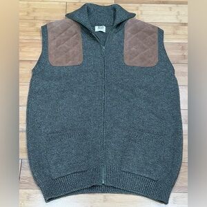 William Lockie 100% Pure Merino Wool Zip Up Shooting Vest Men’s Sz 44 Green/Brn